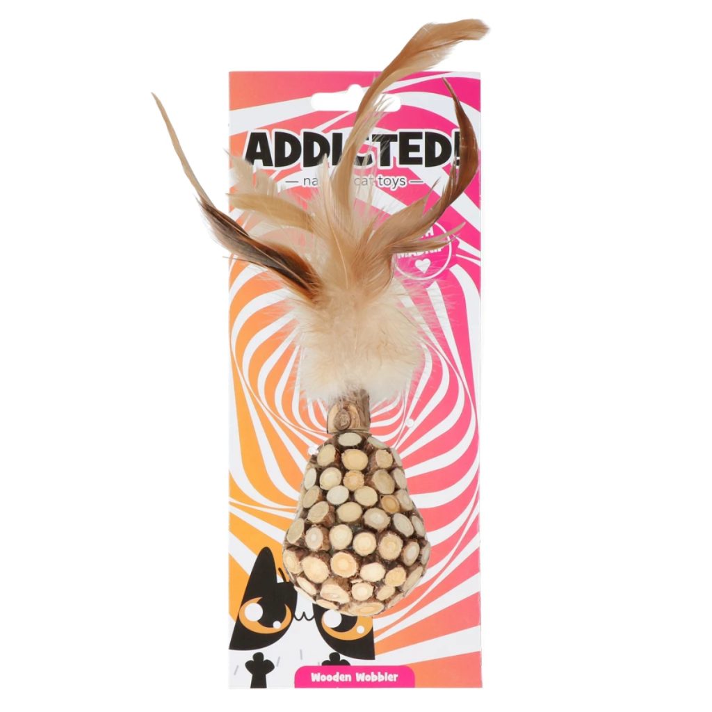 Addicted! Wooden Wobbler with Feathers