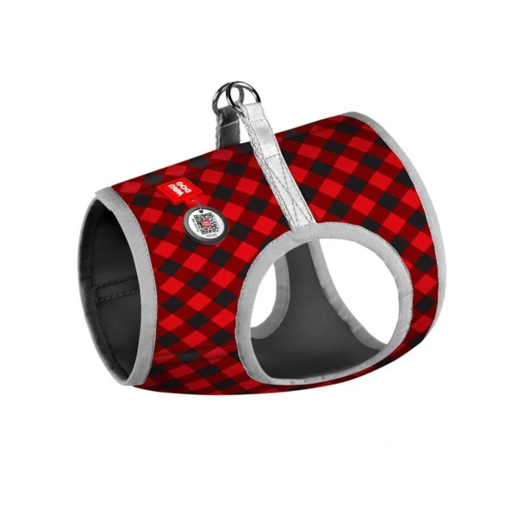 WAUDOG Clothes soft dog harness Plaid RDEČA (odprodaja)