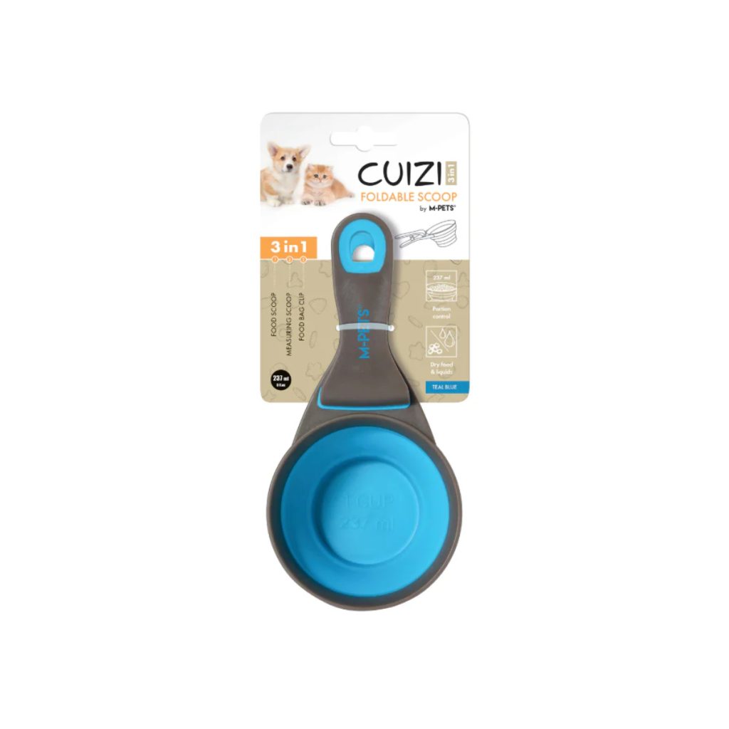 M-PETS CUIZI 3v1 zložljiva silikonska zajemalka za hrano MODRA